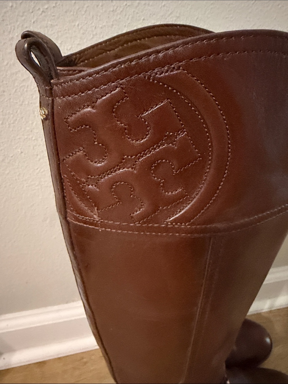 Tory Burch Chestnut Leather Knee High Riding Boots
